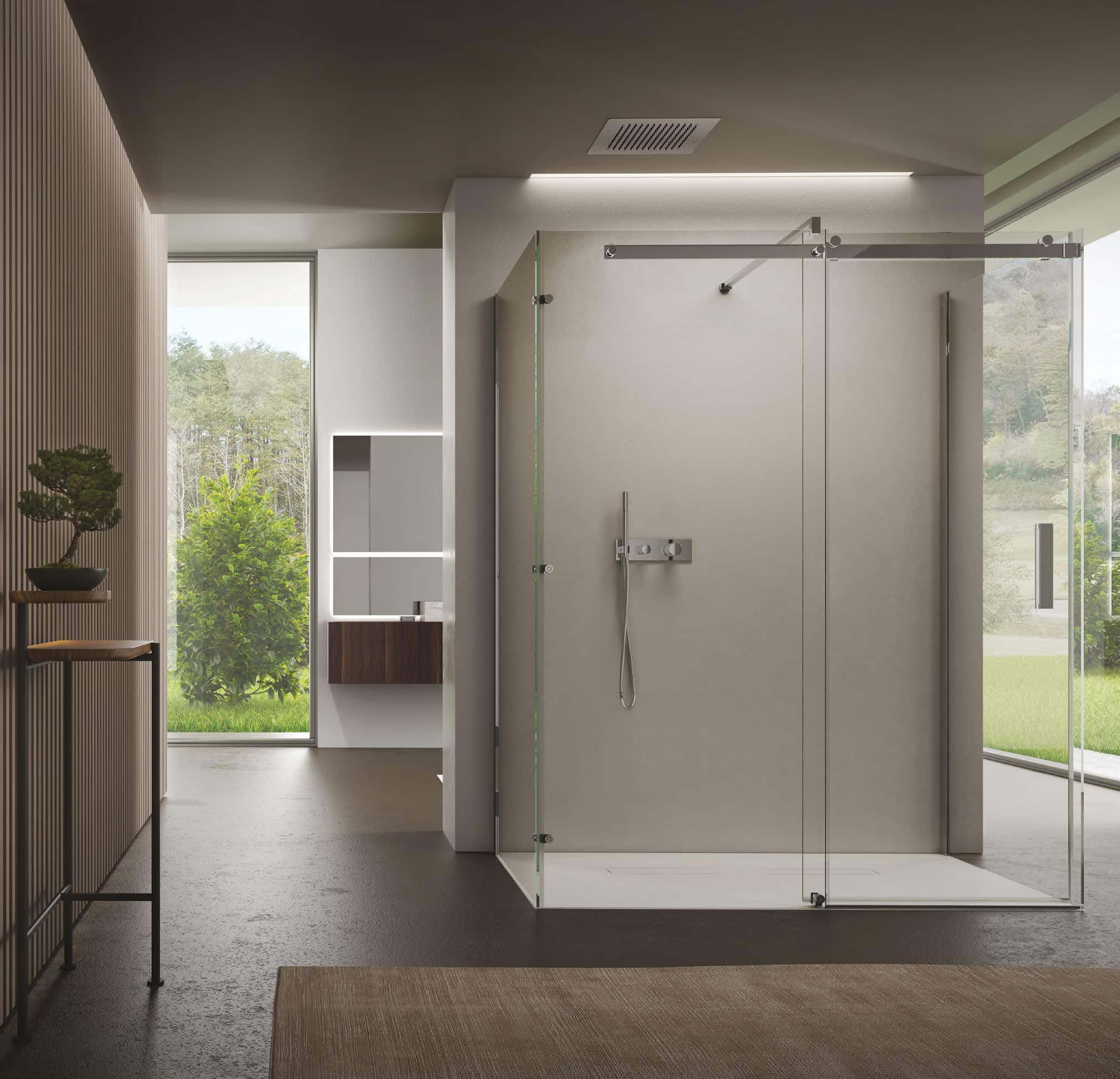 Disenia-shower-Oops transparent glass and Cromo