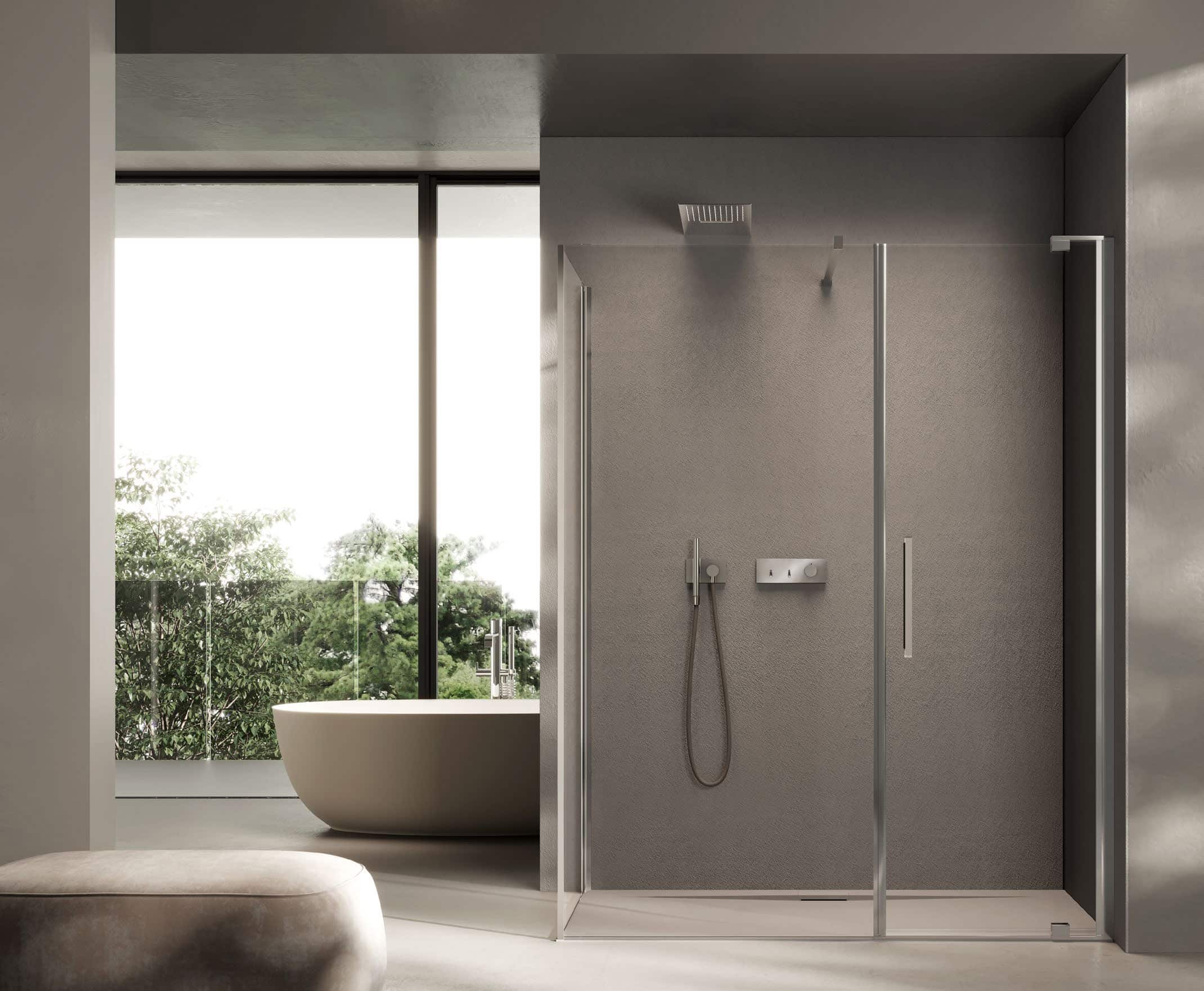 Disenia-shower-Slim: Transparent glass and Cromo